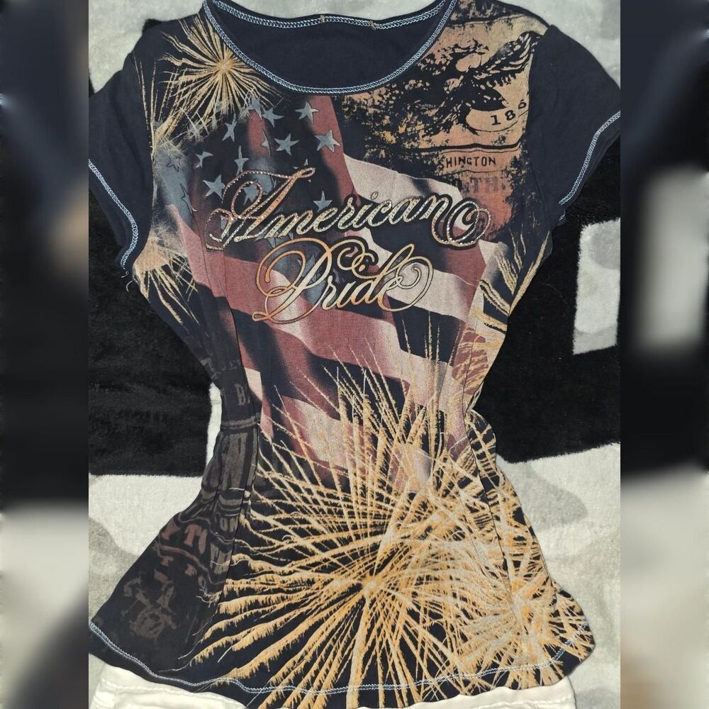 Blue Canyon Women’s Blue American Pride Tee Size Large